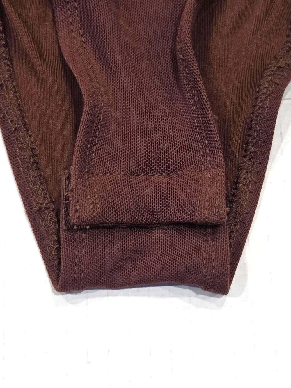 NWT Soly Hux Chocolate Mesh Tie-Front Keyhole Cutout Bodysuit Size Medium - Picture 5 of 13